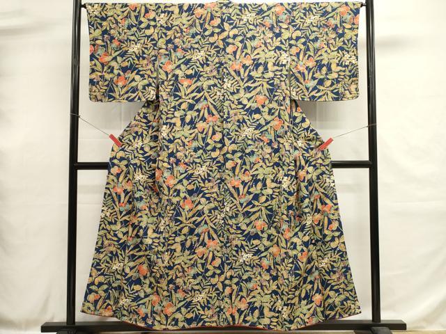 平和屋着物■上質な小紋 草花文 正絹 逸品 未使用 DABH1901cd
