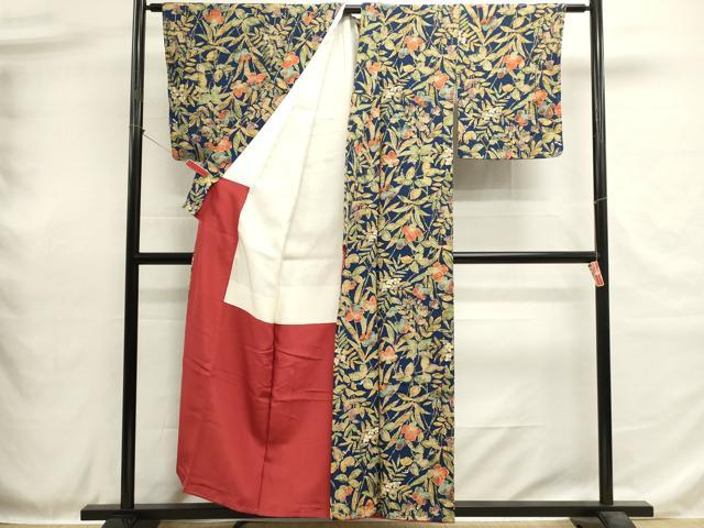 平和屋着物■上質な小紋 草花文 正絹 逸品 未使用 DABH1901cd