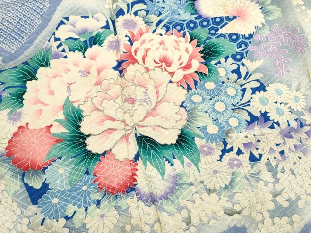平和屋着物■豪華振袖 駒刺繍 絞り 草花文 牡丹 暈し染め 正絹 逸品 DABH1908cd