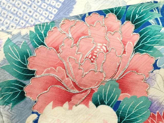平和屋着物■豪華振袖 駒刺繍 絞り 草花文 牡丹 暈し染め 正絹 逸品 DABH1908cd