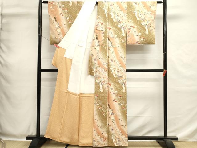 平和屋着物■上質な小紋 短冊花文 暈し染め 金彩 正絹 逸品 DABH1910cd