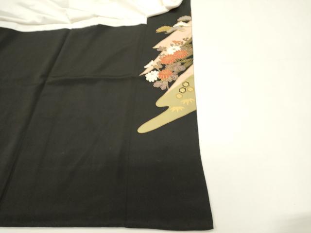 平和屋着物■豪華黒留袖 駒刺繍 御所車花文 金銀彩 正絹 逸品 DABH1918cd