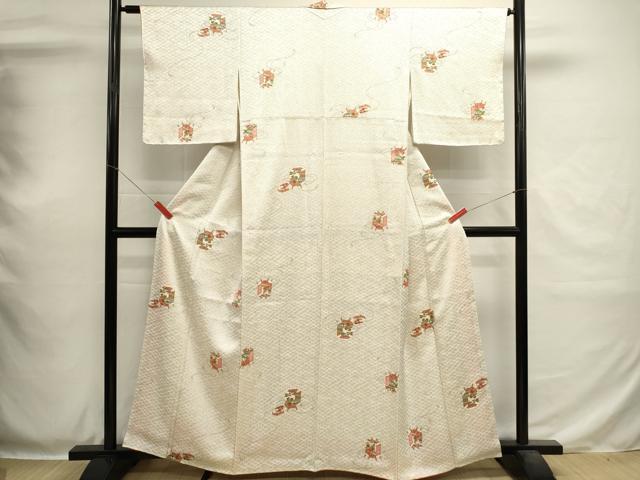 平和屋着物■上質な小紋 貝桶花文 金彩 正絹 逸品 DABH1922cd