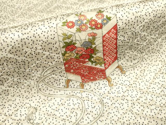 平和屋着物■上質な小紋 貝桶花文 金彩 正絹 逸品 DABH1922cd