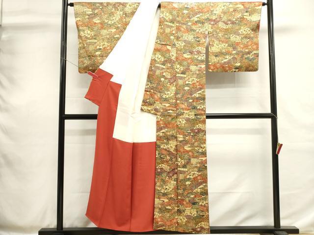 平和屋着物■上質な小紋 型染め 風景花文 正絹 逸品 DABH1934cd