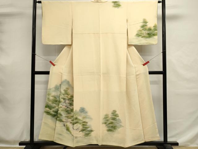 平和屋着物■訪問着 手描き 渡橋風景文 暈し染め 鬼しぼ縮緬 正絹 逸品 DABH1947cd