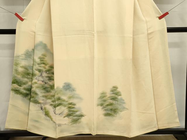 平和屋着物■訪問着 手描き 渡橋風景文 暈し染め 鬼しぼ縮緬 正絹 逸品 DABH1947cd