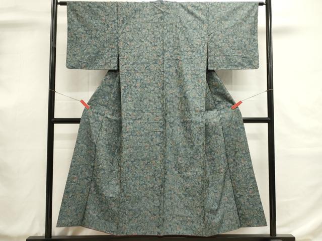平和屋着物■上質な紬 更紗花文 正絹 逸品 DABH1955cd