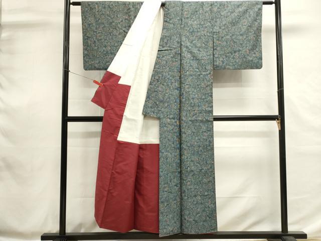 平和屋着物■上質な紬 更紗花文 正絹 逸品 DABH1955cd