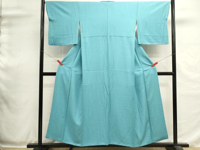 平和屋着物■上質な色無地 堅牢染 霞地紋 白群色 反端付き 正絹 逸品 DABH1959cd