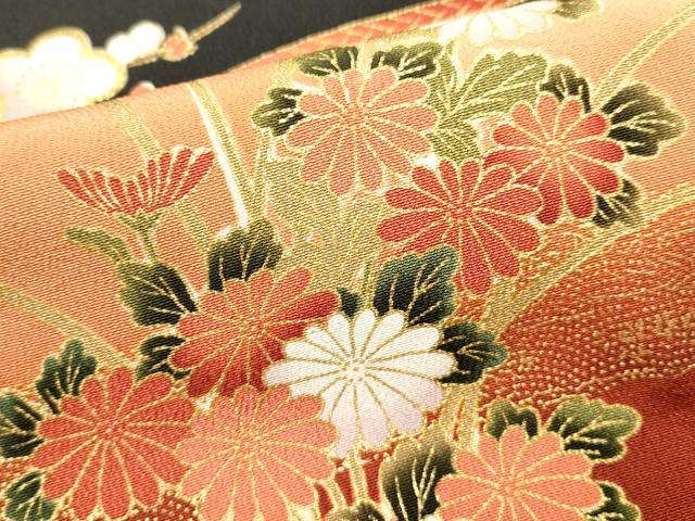 平和屋着物■豪華黒留袖 駒刺繍 花車文 暈し染め 金彩 正絹 逸品 DABH1976cd