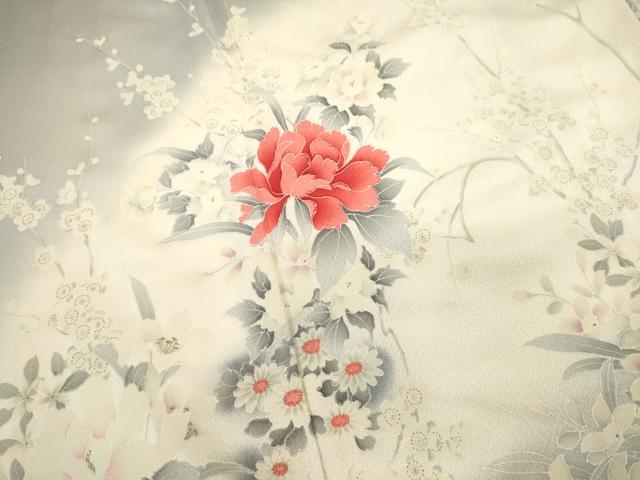 平和屋着物■訪問着 草花文 乱菊 牡丹 暈し染め 正絹 逸品 DABH1997cd