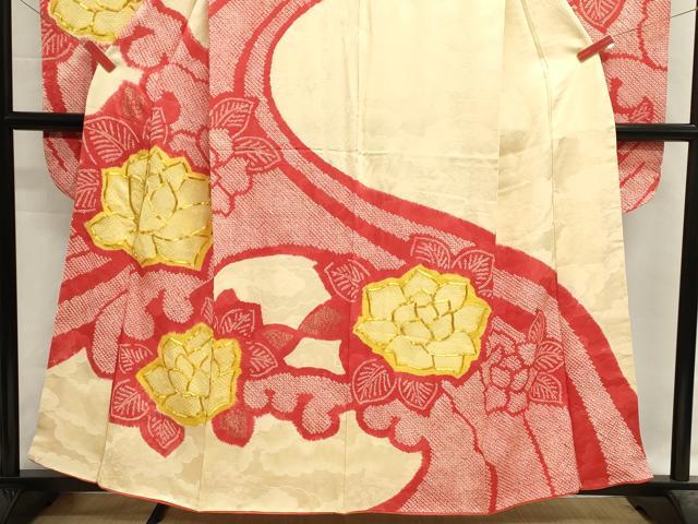 平和屋着物■豪華振袖 駒刺繍 絞り 流水草花文 正絹 逸品 DABH1998cd