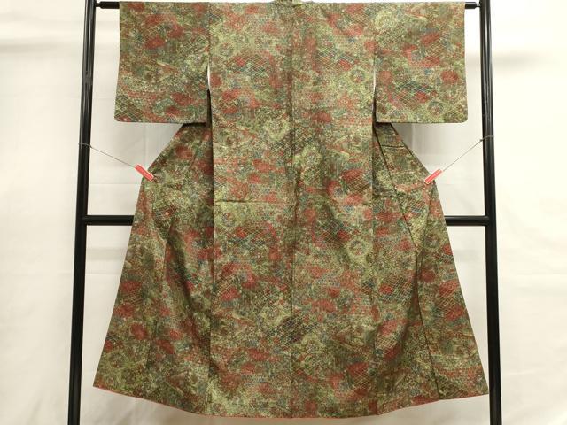 平和屋着物■本場染大島紬 吉祥花文 正絹 逸品 DABH2000cd