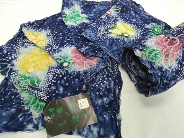 平和屋着物*夏物 有松鳴海絞り 浴衣 反物 着尺 湯のし前 花蝶文 綿 逸品 未使用 DABH2016zzz