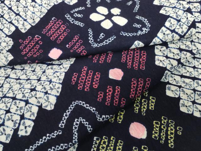 平和屋着物*夏物 有松鳴海絞り 浴衣 反物 着尺 花繋ぎ 綿 逸品 未使用 DABH2019zzz