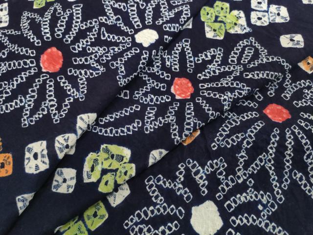 平和屋着物*夏物 有松鳴海絞り 浴衣 反物 着尺 舞花文 綿 逸品 未使用 DABH2020zzz