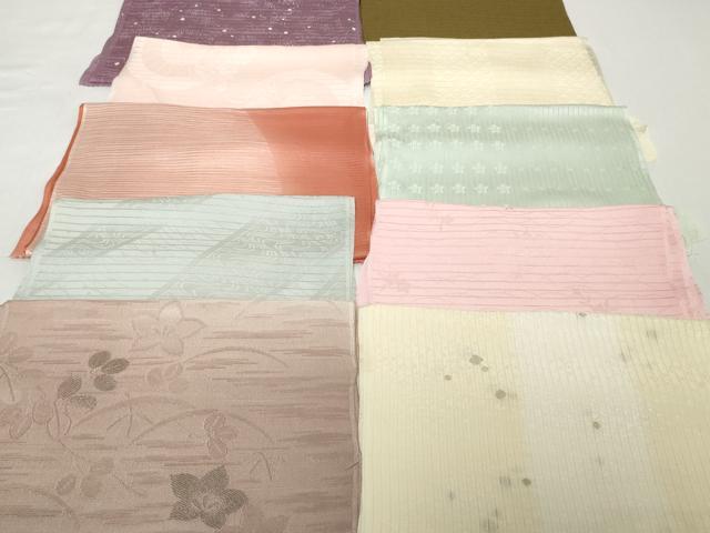 平和屋着物*夏物 和装小物 帯揚げ10枚セット 絽 縦絽 絽縮緬 桔梗紋紗 源氏車花地紋 芝地紋 青海波地紋 金糸 全て正絹 逸品 DABH2028zzz