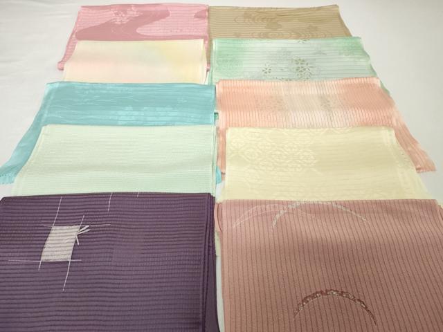 平和屋着物*夏物 和装小物 帯揚げ10枚セット 絽 縦絽 蜻蛉 トンボ 雪芝 花丸 流水桔梗地紋 全て正絹 逸品 DABH2029zzz