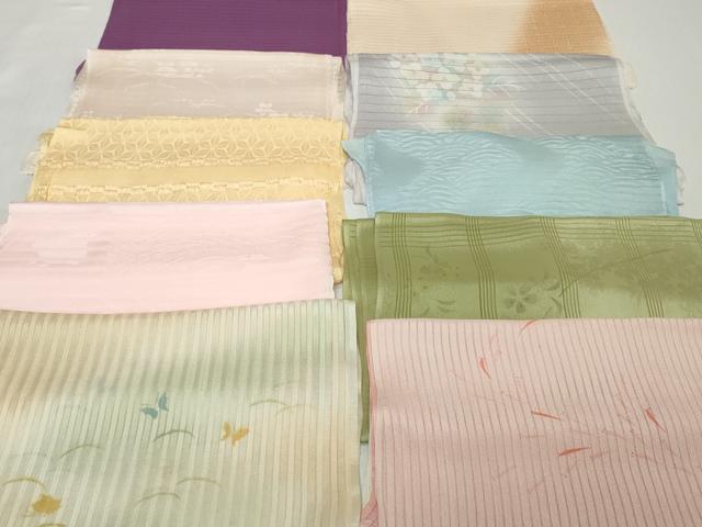 平和屋着物*夏物 和装小物 帯揚げ10枚セット 絽 縦絽 絽縮緬 紗 メダカ 芝蝶 千鳥 麻の葉 青海波 紫陽花 全て正絹 逸品 DABH2037zzz