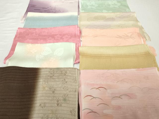 平和屋着物*夏物 和装小物 帯揚げ10枚セット 絽 縦絽 紗 芝 紫陽花 蜻蛉 流水桔梗 撫子 金銀彩 全て正絹 逸品 DABH2040zzz