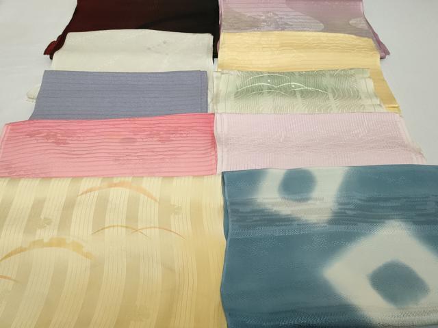 平和屋着物*夏物 和装小物 帯揚げ10枚セット 絽 縦絽 絽縮緬 紗 露芝文 雪芝 流水桔梗地紋 蜻蛉 全て正絹 逸品 DABH2042zzz