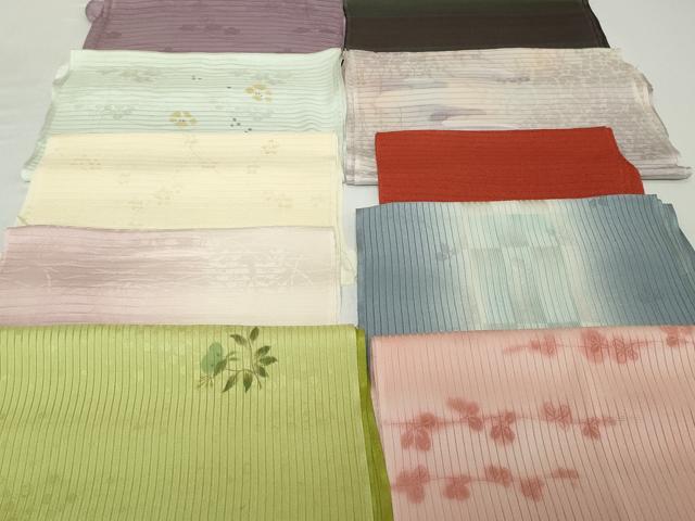 平和屋着物*夏物 和装小物 帯揚げ10枚セット 絽 縦絽 絽縮緬 萩 枝花 芝桔梗地紋 全て正絹 逸品 DABH2044zzz