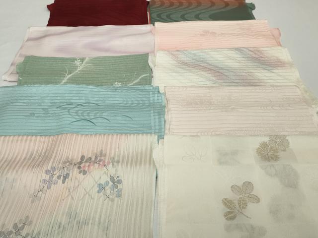 平和屋着物*夏物 和装小物 帯揚げ10枚セット 絽 縦絽 絽縮緬 紗 籬萩 撫子 桔梗 七宝地紋 流水花地紋 全て正絹 逸品 DABH2048zzz