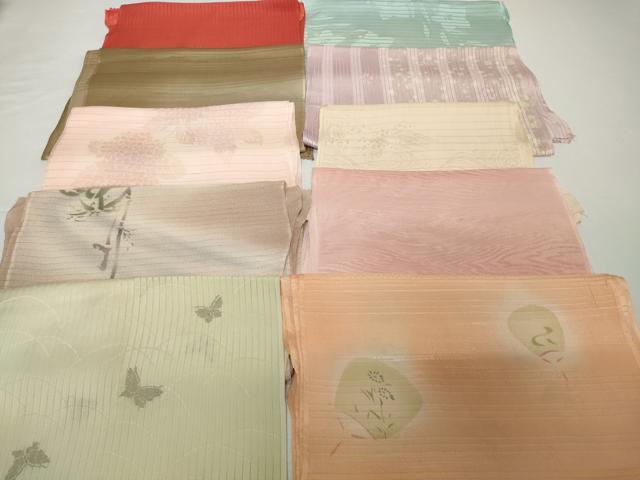 平和屋着物*夏物 和装小物 帯揚げ10枚セット 絽 縦絽 絽縮緬 団扇 蝶 立波地紋 桔梗地紋 紫陽花地紋 霞紋紗 全て正絹 逸品 DABH2049zzz