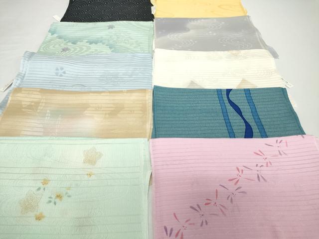 平和屋着物*夏物 和装小物 帯揚げ10枚セット 絽 絽縮緬 蜻蛉 桔梗 青海波 流水地紋 金糸 全て正絹 逸品 未使用 DABH2051zzz