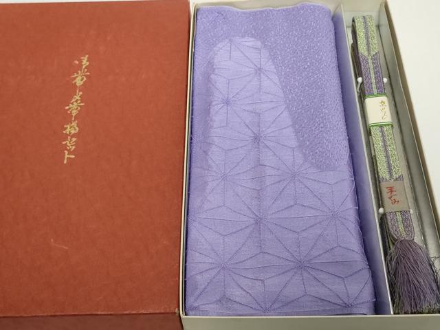 平和屋着物●和装小物 帯締め・帯揚げセット 霞麻の葉地紋 手組 金糸 逸品 未使用 DABH2064zzz