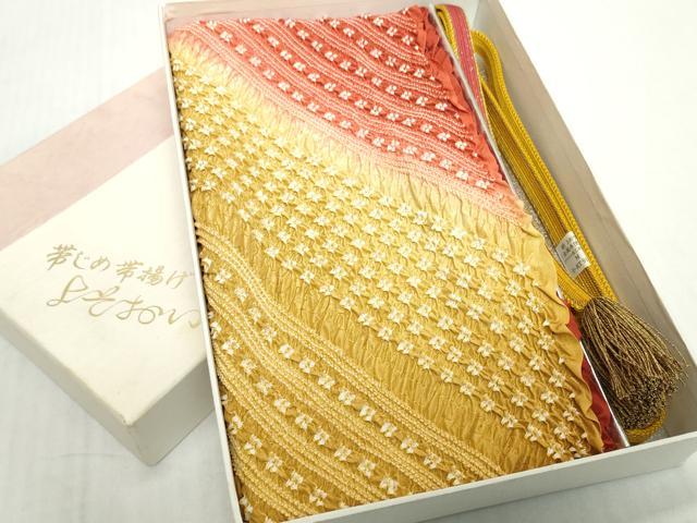 平和屋着物●和装小物 帯締め・帯揚げセット 中抜き絞り 斜線文 逸品 未使用 DABH2067zzz