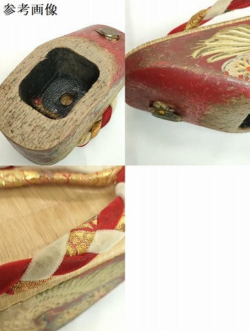 平和屋本店●和装小物 子供 ぽっくり下駄 こっぽり・おこぼ下駄 畳表 金蒔絵 鶴 鈴なし 逸品 DABH2083zzz