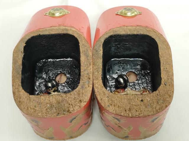 平和屋本店●和装小物 子供 ぽっくり下駄 こっぽり・おこぼ下駄 畳表 金蒔絵 千羽鶴 逸品 DABH2085zzz