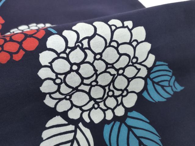 平和屋着物*夏物 浴衣 反物 着尺 注染 紫陽花 アジサイ 綿 逸品 未使用 DABH2103zzz
