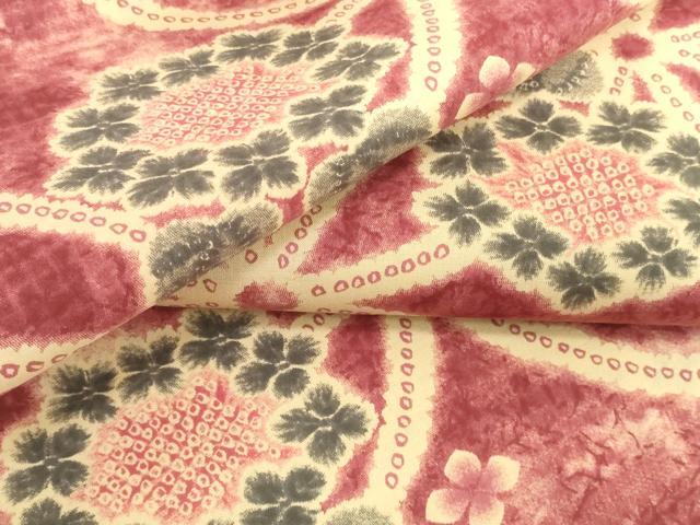 平和屋着物*夏物 浴衣 反物 着尺 七宝花文 紫陽花 さが美扱い 綿 逸品 未使用 DABH2104zzz