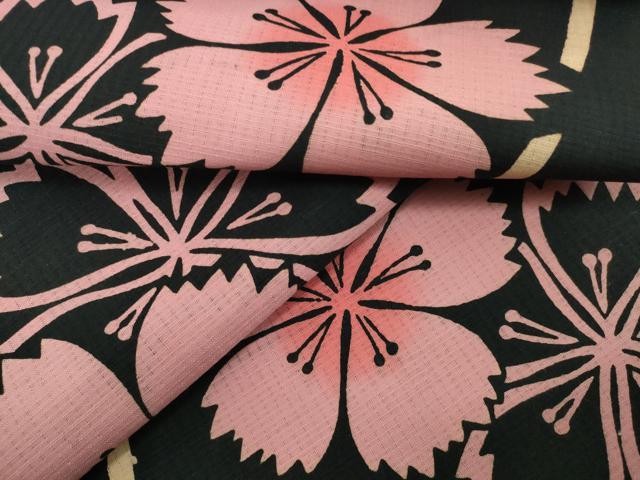 平和屋着物*夏物 浴衣 反物 着尺 注染 立涌花文 撫子 黒地 やまと誂製 綿 逸品 未使用 DABH2105zzz