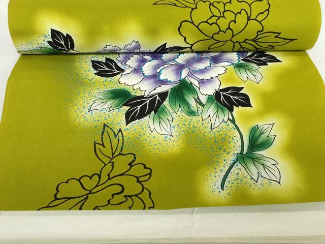 平和屋着物*夏物 世界的ファッションデザイナー 山本寛斎 kansaiブランド 浴衣 反物 着尺 牡丹 綿 逸品 未使用 DABH2121zzz