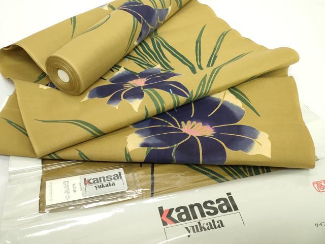 平和屋着物*夏物 世界的ファッションデザイナー 山本寛斎 kansaiブランド 浴衣 反物 着尺 草花文 綿 逸品 未使用 DABH2125zzz