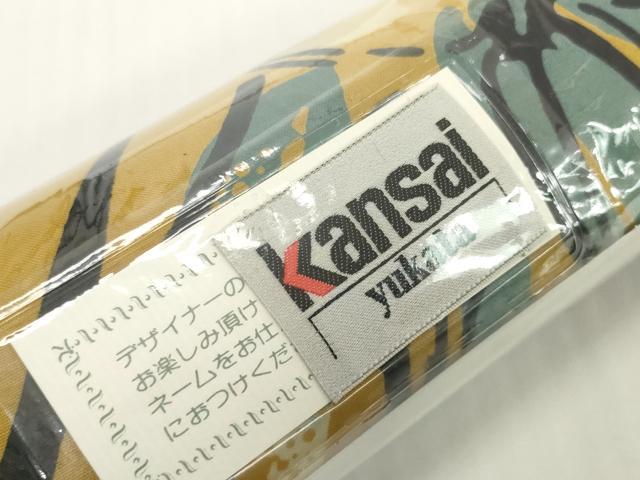 平和屋着物*夏物 世界的ファッションデザイナー 山本寛斎 kansaiブランド 浴衣 反物 着尺 枝花文 綿 逸品 未使用 DABH2126zzz