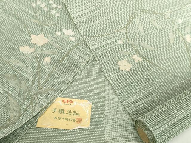 平和屋着物*夏物 西陣 一秀織物 名古屋帯 帯反物 桔梗 金銀糸 証紙付き 逸品 未使用 DABH2153zzz