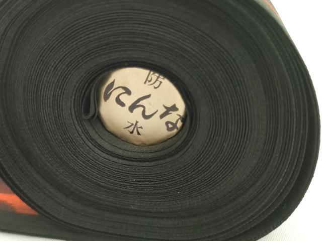 平和屋着物▼羽織・コート 雨コート 反物 羽尺 間道 黒地 防水 逸品 未使用 DABH2183zzz