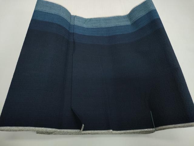 平和屋着物*夏物 阿波しじら織 浴衣 反物 着尺 正藍 間道 西武百貨店扱い 証紙付き 綿 逸品 未使用 DABH2217zzz