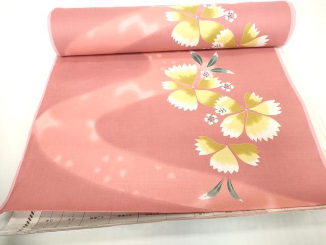 平和屋着物*夏物 浴衣 反物 着尺 流水撫子文 綿 未使用 DABH2221zzz