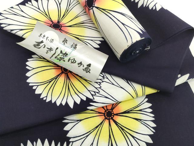 平和屋着物*夏物 浴衣 反物 着尺 東京本染 注染 舞花文 綿 未使用 DABH2227zzz