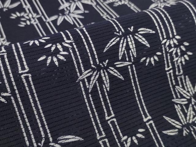 平和屋着物*夏物 浴衣 反物 着尺 綿絽 笹竹文 コーマ糸使用 綿 逸品 未使用 DABH2229zzz