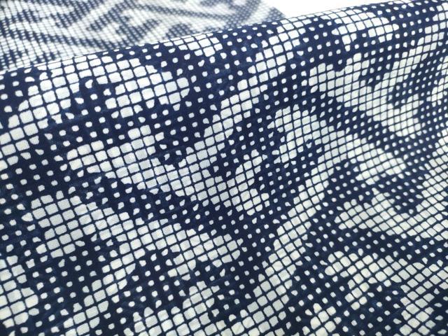 平和屋着物*夏物 男性 浴衣 反物 着尺 田中実コレクション 両面染 紗綾形×間道 綿 逸品 未使用 DABH2259zzz