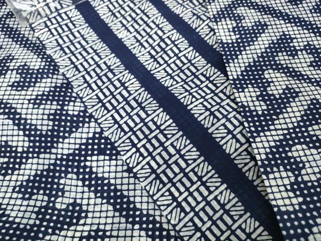 平和屋着物*夏物 男性 浴衣 反物 着尺 田中実コレクション 両面染 紗綾形×間道 綿 逸品 未使用 DABH2259zzz