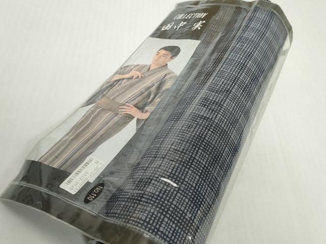 平和屋着物*夏物 男性 浴衣 反物 着尺 田中実コレクション 両面染 市松×格子 綿 逸品 未使用 DABH2264zzz