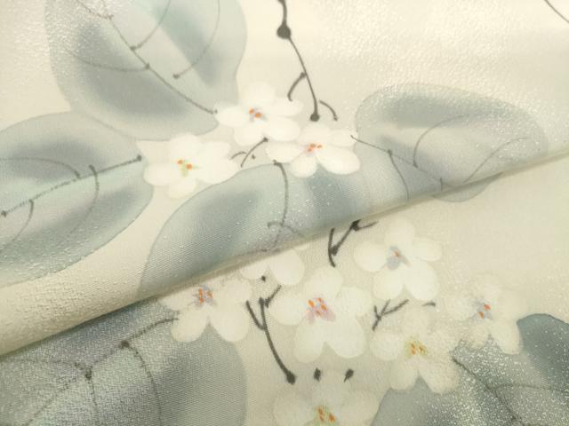 平和屋着物●小紋 反物 着尺 地紋起こし 手描き 枝花文 逸品 未使用 DABH2274zzz